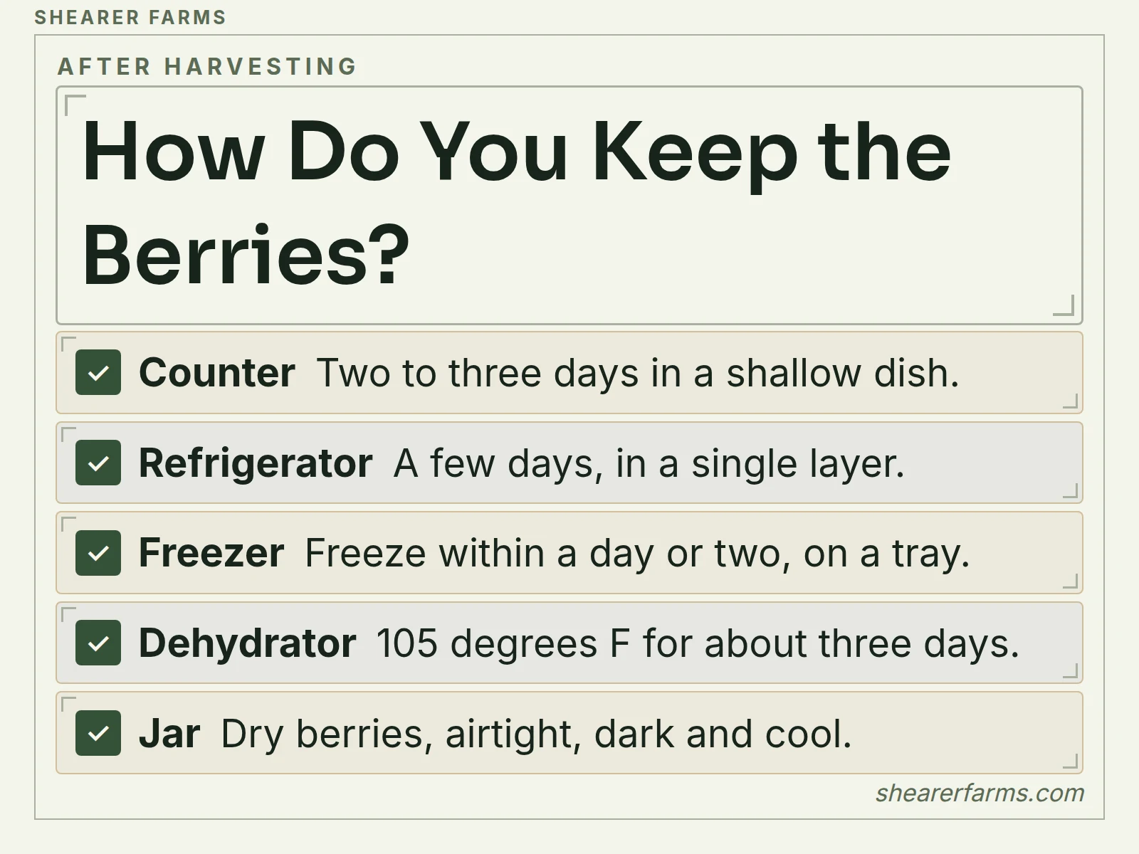 A checklist of five ways to keep goji berries after harvesting